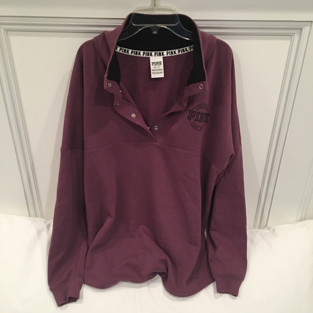 Pink Quarter-Button Sweatshirt - Picture 3 of 10